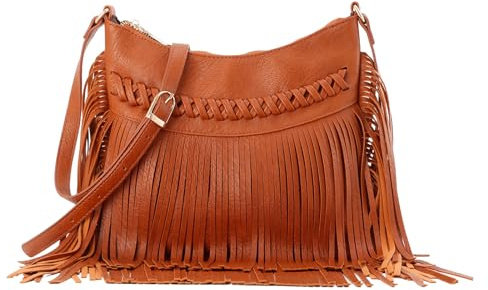 Fecialy Borse hobo con frange per le donne Borsa a tracolla con nappe in pelle PU Borsa a tracolla occidentale con frangia