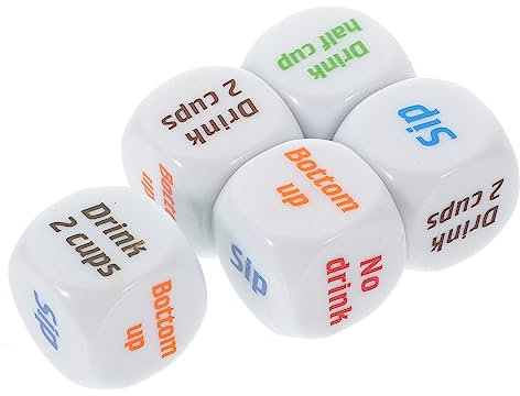HONMEET 5stücke Trinkspiel Würfel Party Spielrequisiten Für Glücksspiele Bar Spielzeug Requisiten Spielwürfel Brettspielrequisiten