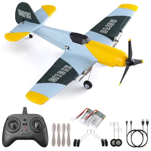 Fremego RC Flugzeug,2,4GHz 3 Kanal Ferngesteuertes Flugzeug mit 6-Achsen-Gyro-Stabilisator&2 Batterien BF-109 Kampf Flugzeugs Spielzeug RTF für Kinder Erwachsene Anfänger
