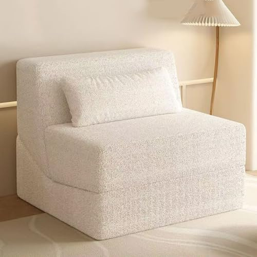 Gaxcent Fåtöljsäng, bäddsoffa, enkelsoffa, modulsoffa, soffa, individuellt kombinerbart vardagsrum, sittdel med armstöd, enkelt och dubbelt lager,White