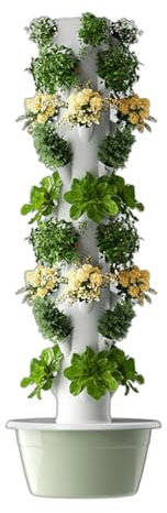 HIQIDI Sistema de Cultivo hidropónico para Hierbas y Frutas en Interiores, Torre hidropónica Vertical para el hogar, Sistema de jardinería Vertical para Interiores con Bomba y Tanque de Agua móvil