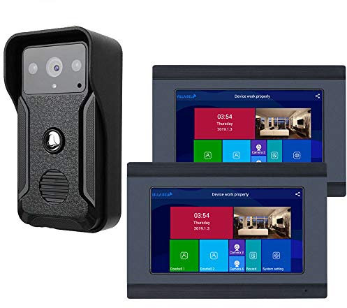 UQACHG Système d'interphone vidéo Filaire/sans Fil à 2 écrans de 7 Pouces avec caméra Filaire HD 1080P