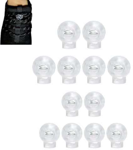Dolaso Dual-Holes Spring Cord Locks Set, Toggles for Drawstrings 10Pcs Double 5mm Holes Loaded Plastic Round Cord Ends Stopper Fastener Oval Toggle Locks,White