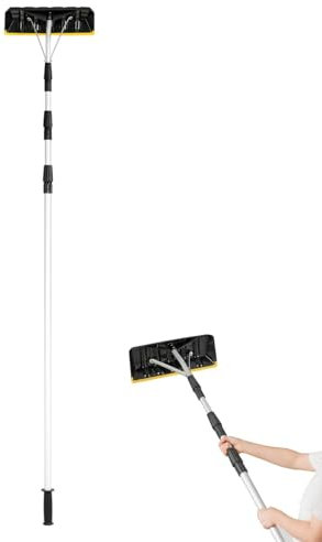 ZHAOXI now Removal,Aluminum now Roof Rake, 200-630cm Telescopic now Rake with Large Blade & Non-kid Handle, Outdoor Leaves Debris now Removal Tool craping hovel for House Car Road (Black+Yellow, 40 x