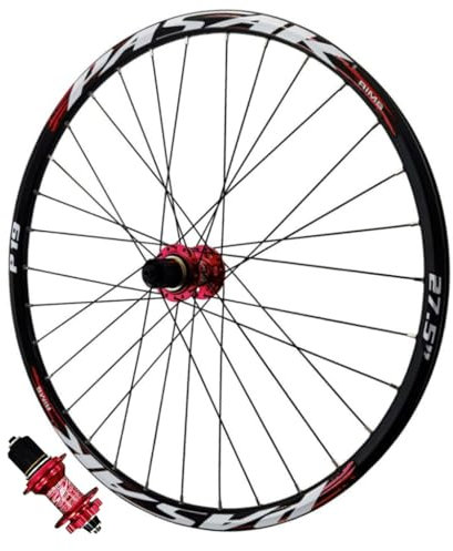 LPYDWZ MTB Fahrrad Laufradsatz 27,5 29 Zoll, Aluminiumlegierung Fahrradfelge 32H Abgedichtetes Lager Mountainbike Vorderrad Hinterrad Kassettennaben 26 Zoll for 7-12 Geschwindigkeit(RED Rear wheel,27.