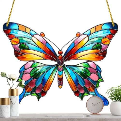Vogel Sonnenfänger | 2D-Kolibri-Sonnenfänger aus Buntglas, Schildkröten, Schmetterlinge, Vögel auf AST, Federform, Acryl-Sonnenfänger, Tür-, Fenster- und Autoanhänger für Vogelliebhaber
