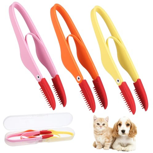 COLLBATH 3stücke Teiliges Weicher Hundetränenfleckentferner Mit Silikonaufsatz Sicherer Multifunktions-augenpflegekamm Für Kleine Hunde Katzen Und Kleintiere Inkl Tragbarer Aufbewahrungsbox