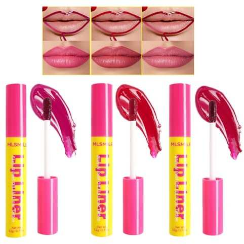 Lip Stain Peel off,Peel Off Lipliner Stain Lip Tint Peel off,3 ColorsLipliner Wasserfest,Lang Anhaltender Abziehbarer Lippenstift Plump Lip Liner Matte,Highly Pigmented Tattoo Lip Liner,Anti-Smudge