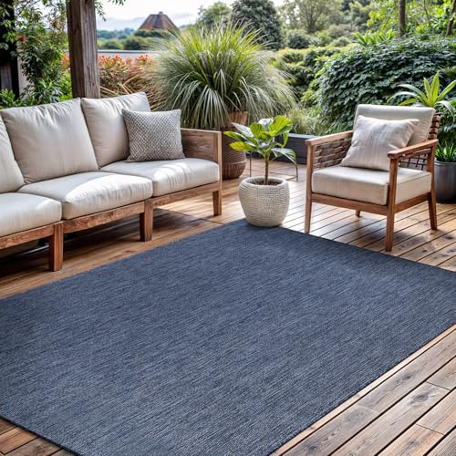 CAMILSON Alfombra para exteriores, moderna, para interiores y exteriores, cocina, pasillo, impermeable, lavable, no se desprende, fácil de limpiar (6 x 9 pies, color azul marino)