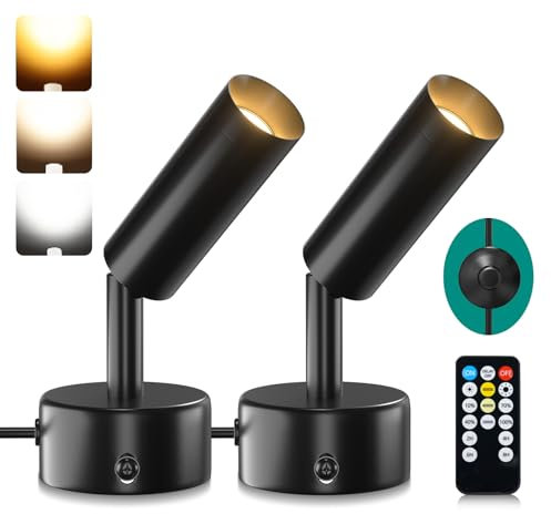 Lamptobe 2 Pack LED Spot Lights Indoor with Timer and Remote,5W Plant uplighters Picture Light Up Lights Indoor 3000K/4000K/5000K Uplighting Spotlight for Accent Lighting Plants or Artwork