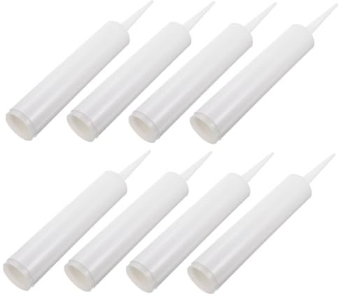 POPETPOP 8 Ensembles Tubes Vides de Calfeutrage de Tubes Blancs Rechargeables pour Colles et Adhésifs Accessoires de Réparation Bricolage Résistants Aux Casse et Aux Solvants