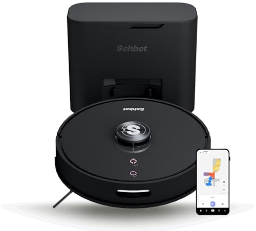 Schbot F2 Robot Aspirador y Friegasuelos con Estación de Autovaciado – Aspiradora Robot 2 en 1 con 4000Pa, Filtro HEPA, Control por App y Voz – Robot Limpieza para Mascotas, Alfombras y Suelos Duros