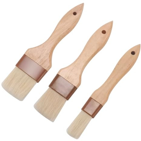 POMELUNE 3Pcs Basting Brush, Pastry Brush Oil Brush for Cooking, Boar Bristles BBQ Brushes for Grill for Baking/Spreading Marinade