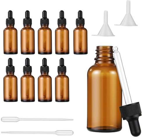 10 flaskor med 30 ml, glas, brun
