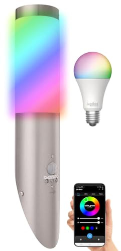 Lunartec Wandlampe außen: Außen-Wandleuchte mit Bewegungssensor, IP44, inkl. WLAN-LED-Lampe (Wandlampe Bewegungsmelder, RGB-LED, Lampen)