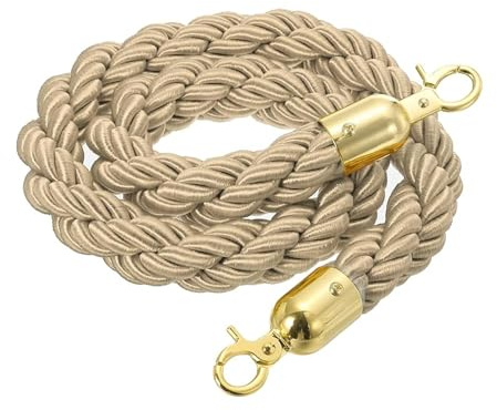 LQSYBHD Corda Barriera con Ganci A Scatto,Stanchion Rope,Corda di Controllo della Folla,Corda per Corrimano,Corda di Velluto,per Controllo Folla(Size:7ft,Color:Gold Hook)