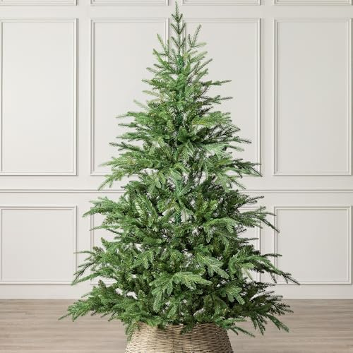 Christow Artificial Christmas Tree 6ft, Realistic Nordmann Fir with Lifelike PE & PVC Tips, Rustic Woodland Shape, Hinged Branches, Twist-Lock Poles, Green Metal Stand for Easy Display, 180cm x 124cm