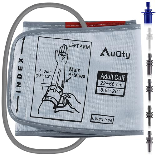 22-66cm(8.6-26 Inches) XXL Blood Pressure Cuff with 6 Connectors, Extra Large BP Replacement Cuff Compatible All Automatic Blood Pressure Monitors, for Normal and Big Arms (BP Cuff Included Only)
