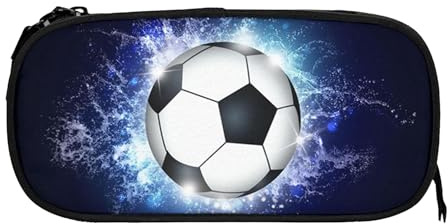 ChAusa Resistente Astuccio Bambino con Cerniera, Grande Capacità Astuccio | Calcio, Blu Astuccio Ragazzo Calcio Fulmine e Fuoco, per Cancelleria per Ragazzi e Ragazze la Scuola Materna