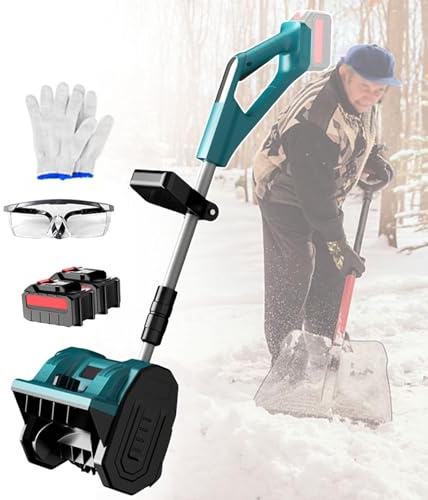 Pala Da Neve Ricaricabile Aggiornata 2025-Asta Telescopica In Lega Di Alluminio,Strumento Per La Rimozione Della Neve Invernale Spazzaneve,Larghezza Di Sgombero 30cm 3000mAh-2batteries