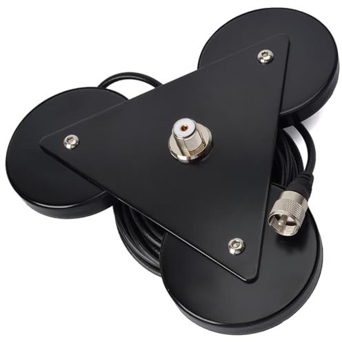 YNIBST Base Montaje Magnética para Antena CB/HF/VHF/UHF con Conector SO239, Cable Coaxial RG58 PL259 de 5 metros/16,4 pies, para Coche/Camión, Uso Exterior y Marítimo