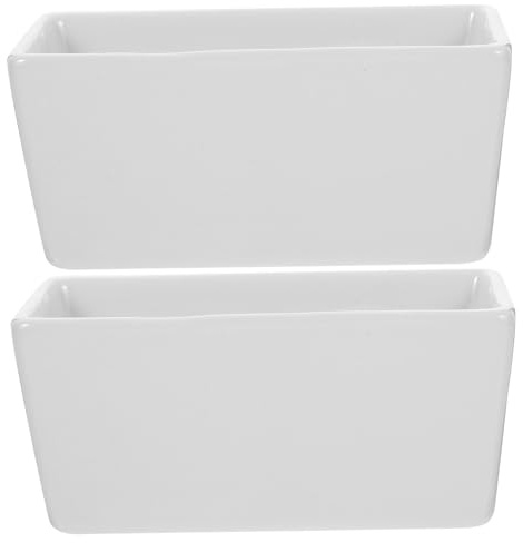 EPIGEIST 2 Azucareros de Cerámica Blancos para Azúcar y Leche, Diseño Rectangular y Base Plana, Aptos para Microondas y Seguros para Armarios en Cocina