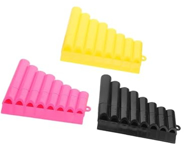 Panflöte Für Erwachsene 3 Teiliges 8 Loch Panflötenset Schwarz Gelb Und Rosa Kunststoff Blasinstrument