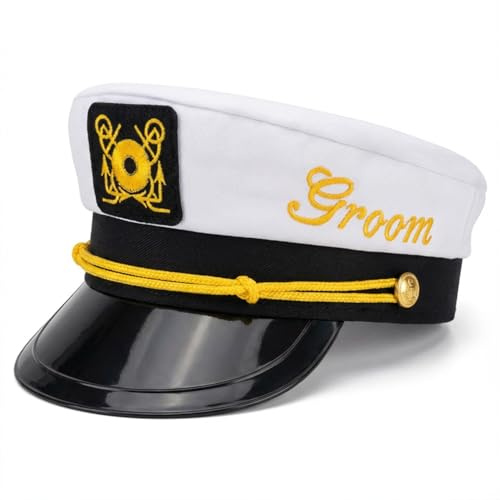 Tbay Bachelor Party Groom Captain Hat - Groom to Be Nautical Hat for Bridal Shower Bachelor Wedding Celebration
