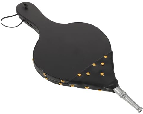 Beavorty Hand Crank Fire Bellows Wood Fireplace Bellows Black Wood Metal Easy to Keep Clean Universal Fireplace Fit Indoor Use Home Fire Bellowing Tool for Camping and BBQ