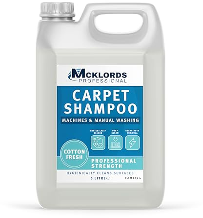 McKLords Professional - Carpet Shampoo - Cotton Fresh Carpet Cleaning Detergent for Extraction Machines & Manual Washing - Upholstery & Rug Cleaner 5L