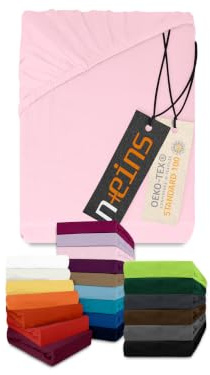 npluseins Jersey Spannbetttuch 100% Baumwolle, 70x140 cm, Rosa | Öko-Tex Standard 100, hautfreundlich, atmungsaktiv, elastischer Rundumgummi, faltenfreier Sitz, formstabil, strapazierfähig