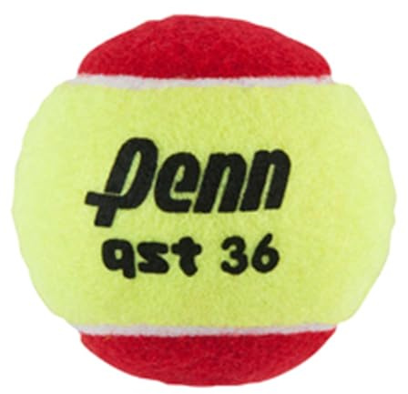 Penn QST 36 Tennis Balls - Youth Felt Red Tennis Balls for Beginners, 75% Slower Bounce for Ages 8 and Under, 12 Ball Polybag