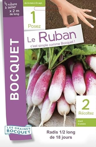 Sachet de graines de Radis de 18 jours en ruban à semer - 15 g - légume racine - LES GRAINES BOCQUET