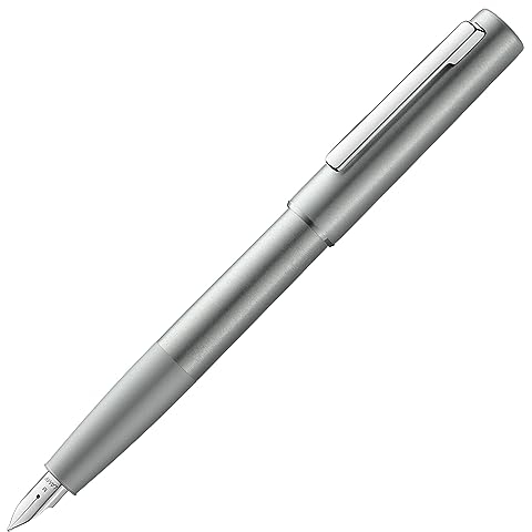 LAMY aion Füllhalter 077 – Füller aus eloxiertem Aluminium in der Farbe Olive-Silber mit gestrahltem Griffstück und Stahlfeder – Federstärke M, 1231946
