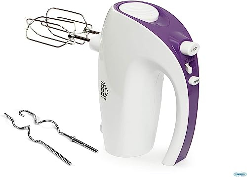 HM817 - Mixer with whips; elegant and ergonomic design; 5 speeds for mixing, blending, whisking and whipping. Whips and hooks, ABS body, low noise. Dimensions: 19 x 8.6 x 14 cm