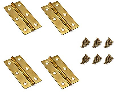 Addlike Lot de 4 charnières en laiton, 6,3 cm, or antique avec vis de montage