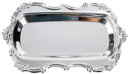Quluxe Petit plat à bijoux vintage - Plateau de rangement de parfum pour photographe de mariage, accessoires de cérémonie, décoration antique (argenté)