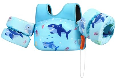 HeySplash Swim Vest for Kids, Toddler Pool Floaties Fit 33-66 Lbs, Children Swimming Vest with Adjustable Strap, Swim Jacket Water Wing Arm Float, Puddle Beach Boat Jumper Boy Girl,Blue Shark