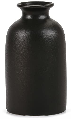Kleine Keramikvase, trockene Blumenvasen, minimalistischer Stil für moderne Tischregale, passend für Kamin, Schlafzimmer, Küche, Wohnzimmer, Heimdekoration (schwarz, mittel)