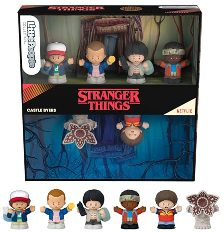 Little People COLLECTOR Stranger Things Castle Byers Special Edition Set, 6 Figures in a Gift Display Box for Adults & Fans, HTP36