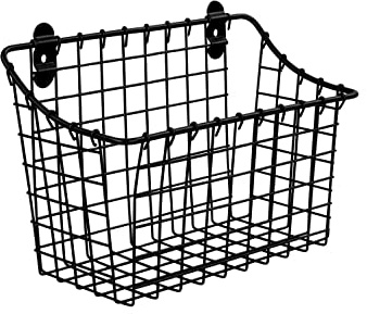 Spectrum Large Wall Mounted Wire Basket Matte Black Kitchen Wall Mount Organizer Storage Basket, Wire Basket for Bathroom Pantry Organization, Wall Mount Hanging Wire Caddy for Modern Kitchen