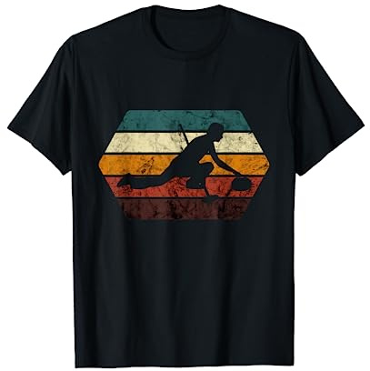 Retro Curling Player Curling Stone Winter Sport Curling T-Shirt