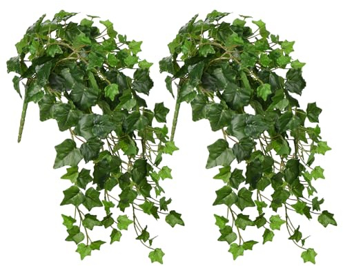 Hollyone 2pcs Artificial Hanging Plants 24 Fake Ivy Vine Faux Ivy Leaves Hanging Plant Greenery for Wall House Room Patio Indoor Outdoor Home Shelf Office Wedding Decor