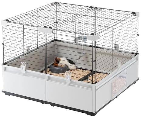 Ferplast, Cage pour Lapins, Cage pour cochons d'Inde, cobayes, Modular 1, Extensible, Cage à Lapin, Accessoires Inclus, Facile à Nettoyer, 74 x 72 x h 56 cm