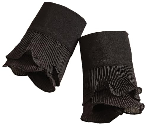 Whakano Spitze Manschetten,Fake Sleeves for Women,Rüschen Ärmel Handgelenkmanschetten mit Knopf,Dekoratives Armbänder für Frauen Mädchen,Bekleidungszubehör Spitzenmanschette,Schwarz