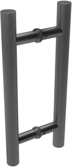 Sellon24® Griffstange 200-600 mm SCHWARZ Türgriff Glastür Schiebetür Glasscheibe RAL9005 Stoßgriff Edelstahl V2A Glas 8-12 Stangengriff Stoßgriff Türbeschlag Haltegriff 1 Paar (GS-BLACK/M1-25-300/S)