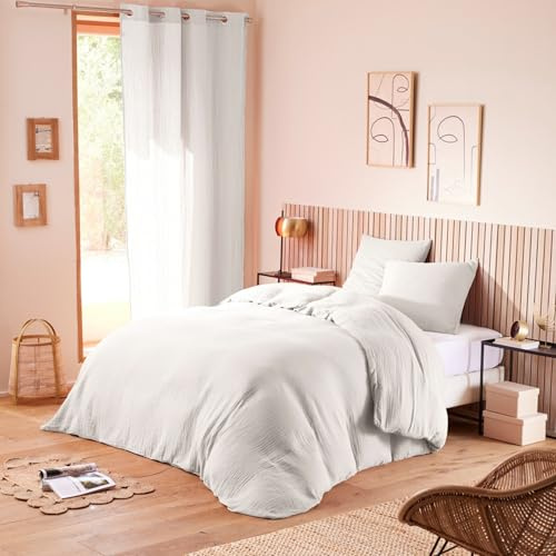 Promo Linge Pack Complet 4 pièces en Gaze de Coton 240 x 220 cm (Blanc, 220x240 cm + 140x190 cm)