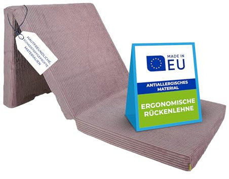 Pillows24 – Klappmatratze 195x80x10 cm mit abnehmbarem Bezug & Tragegriffen | Gästematratze klappbar | hautfreundlich | Faltbare Matratze/Faltmatratze für Gäste, Kinder oder Reisen | Pflaume
