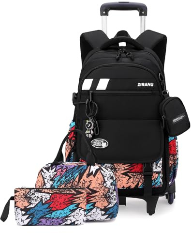 TRAVELKNOT 3pcs Sac à Dos a Roulette Primaire Cartable Scolaire Enfant Fille Sac Roulette Trolley Bagage Cabine Cartable a Roulette Fille Garcon Cartable Garcon Primaire