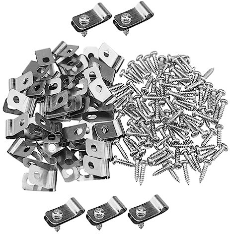 FIXOSHEE 100pcs Wire Fence Clips Aluminum Cage Clips with Screws for Garden Fencing Cattle Panels and Wire Mesh Installations Easy to Install Fastening